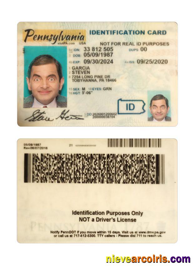 USA Pennsylvania ID card